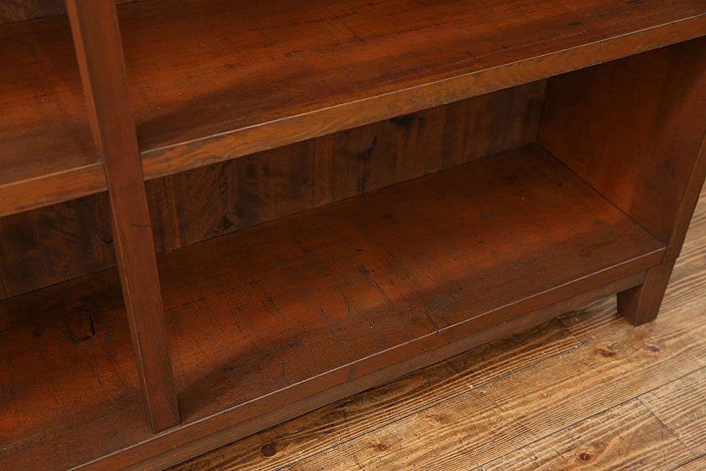 レトロ家具　昭和レトロ 古い木のシンプルな脚付き本棚(2)(飾り棚、書棚、陳列棚)