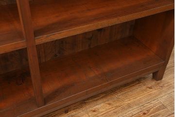 レトロ家具　昭和レトロ 古い木のシンプルな脚付き本棚(2)(飾り棚、書棚、陳列棚)