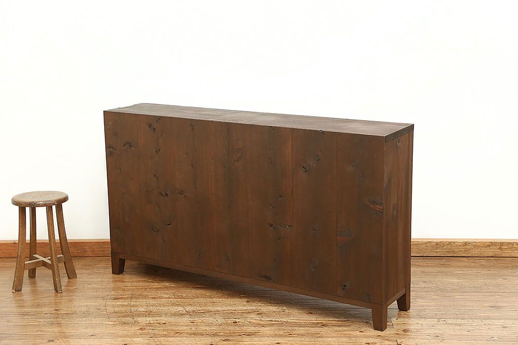 レトロ家具　昭和レトロ 古い木のシンプルな脚付き本棚(2)(飾り棚、書棚、陳列棚)