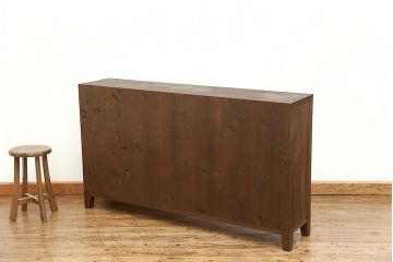 レトロ家具　昭和レトロ 古い木のシンプルな脚付き本棚(2)(飾り棚、書棚、陳列棚)