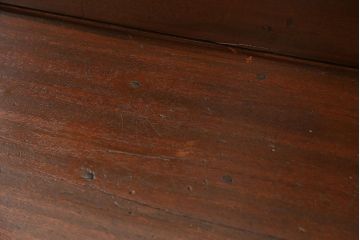 レトロ家具　昭和レトロ 古い木のシンプルな背もたれ付ベンチ(長イス・長椅子)