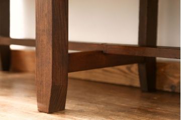 レトロ家具　昭和レトロ 古い木のシンプルな背もたれ付ベンチ(長イス・長椅子)