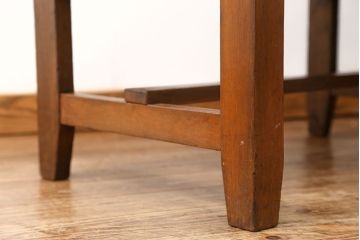 レトロ家具　昭和レトロ 古い木のシンプルな背もたれ付ベンチ(長イス・長椅子)