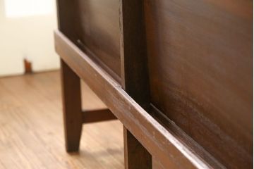 レトロ家具　昭和レトロ 古い木のシンプルな背もたれ付ベンチ(長イス・長椅子)