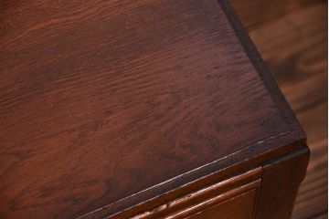 レトロ家具　昭和レトロ 古いナラ材の引き出し付きアンティーク平机(文机、テーブル)