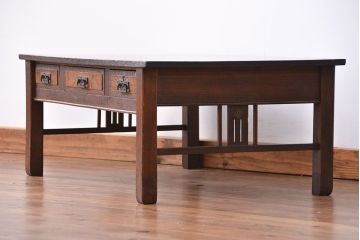 アンティーク家具　大正ロマン 象嵌入りの上質なアンティークテーブル(文机、作業台)