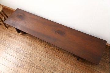 アンティーク家具　古民具・骨董 組み立て式 古い木の一枚板 裁ち板(作業台、ローテーブル)(2)
