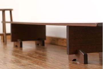 アンティーク家具　古民具・骨董 組み立て式 古い木の一枚板 裁ち板(作業台、ローテーブル)(2)