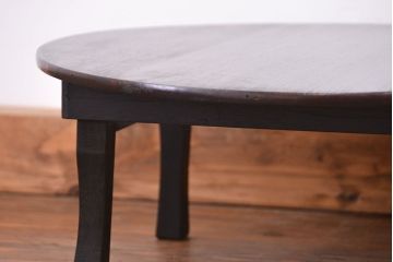 レトロ家具　昭和レトロ 古い木のシックで小振りな丸型ちゃぶ台(テーブル、机)