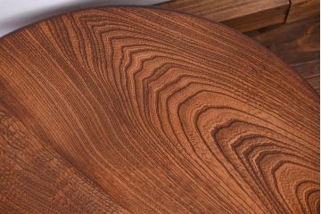 レトロ家具　昭和レトロ 古い栓材の美しい丸型ちゃぶ台(テーブル、机)