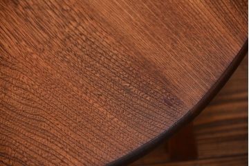レトロ家具　昭和レトロ 古い栓材の美しい丸型ちゃぶ台(テーブル、机)