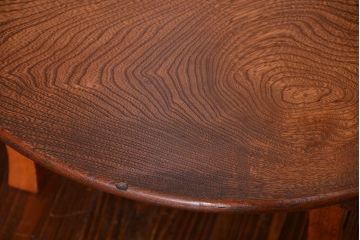 レトロ家具　昭和レトロ 古い栓材の美しい丸型ちゃぶ台(テーブル、机)