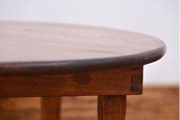 レトロ家具　昭和レトロ 古い栓材の美しい丸型ちゃぶ台(テーブル、机)