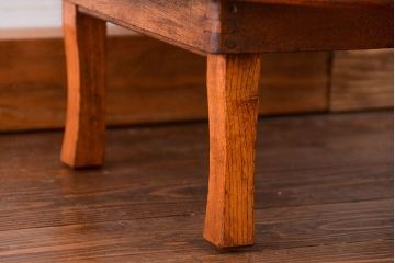 レトロ家具　昭和レトロ 古い栓材の美しい丸型ちゃぶ台(テーブル、机)