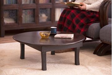 アンティーク家具　アンティーク 古い栓材のシックな丸ちゃぶ台(テーブル、机)