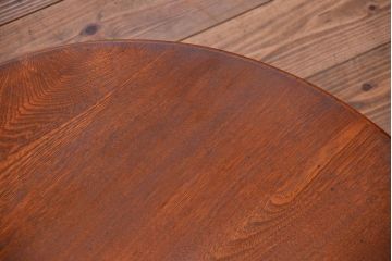 レトロ家具　昭和レトロ 古い栓材の杢目の美しい丸型ちゃぶ台(テーブル、デスク、在宅ワーク、在宅用)