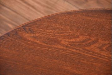 レトロ家具　昭和レトロ 古い栓材の杢目の美しい丸型ちゃぶ台(テーブル、デスク、在宅ワーク、在宅用)