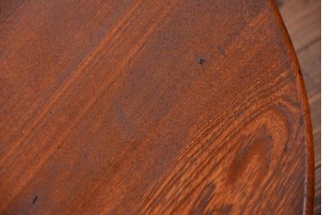 レトロ家具　昭和レトロ 古い栓材の杢目の美しい丸型ちゃぶ台(テーブル、デスク、在宅ワーク、在宅用)