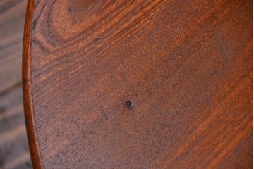 レトロ家具　昭和レトロ 古い栓材の杢目の美しい丸型ちゃぶ台(テーブル、デスク、在宅ワーク、在宅用)
