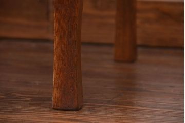 レトロ家具　昭和レトロ 古い栓材の杢目の美しい丸型ちゃぶ台(テーブル、デスク、在宅ワーク、在宅用)