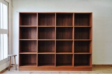 アンティーク家具　総無垢材の特大マス目棚(升目棚、飾り棚、陳列棚)4×4(2)