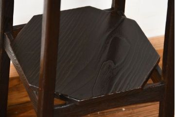 アンティーク雑貨　昭和レトロ 高級栗財 浮造り仕上げ 上品な花台(サイドテーブル)
