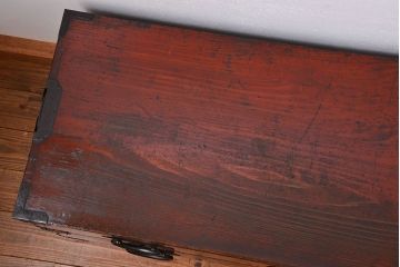 アンティーク家具　古民具・骨董 上手物!漆のキレイな前面欅材玉杢 二段重ね仙台箪笥