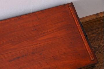 アンティーク家具　古民具・骨董 上手物!漆のキレイな前面欅材玉杢 二段重ね仙台箪笥