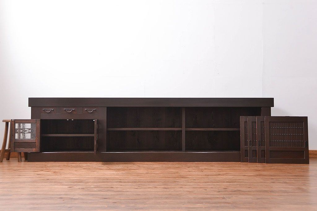 アンティーク家具　古民具・骨董 特大 九尺水屋箪笥 ローボード(テレビボード、テレビ台、キャビネット、収納棚)