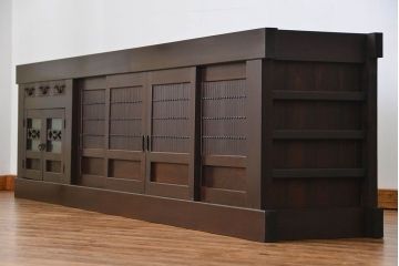 アンティーク家具　古民具・骨董 特大 九尺水屋箪笥 ローボード(テレビボード、テレビ台、キャビネット、収納棚)