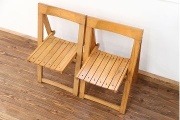 ヴィンテージ家具　昭和レトロ 1960年頃　ビンテージ フォールテセィングチェア2脚セット(折り畳み椅子、イス)