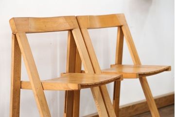 ヴィンテージ家具　昭和レトロ 1960年頃　ビンテージ フォールテセィングチェア2脚セット(折り畳み椅子、イス)
