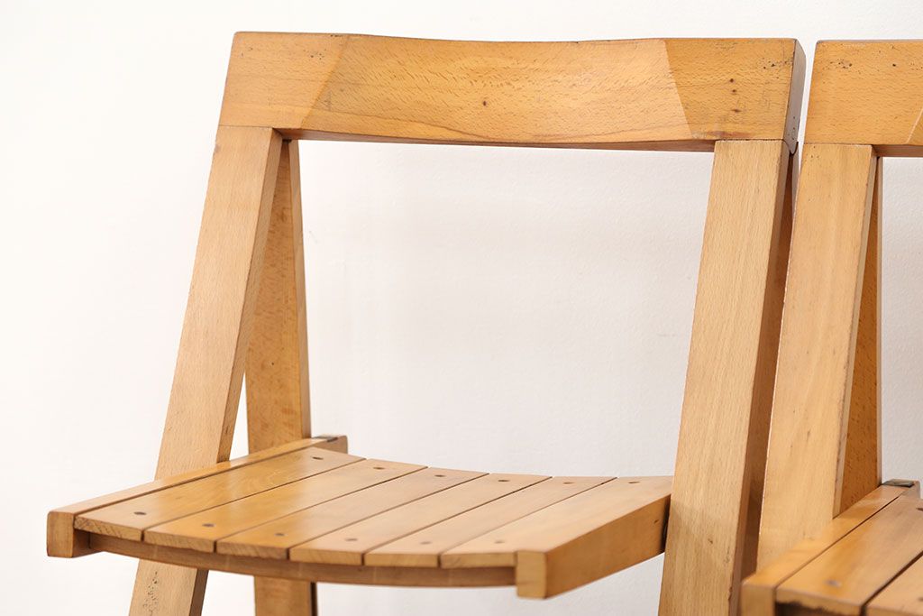 ヴィンテージ家具　昭和レトロ 1960年頃　ビンテージ フォールテセィングチェア2脚セット(折り畳み椅子、イス)