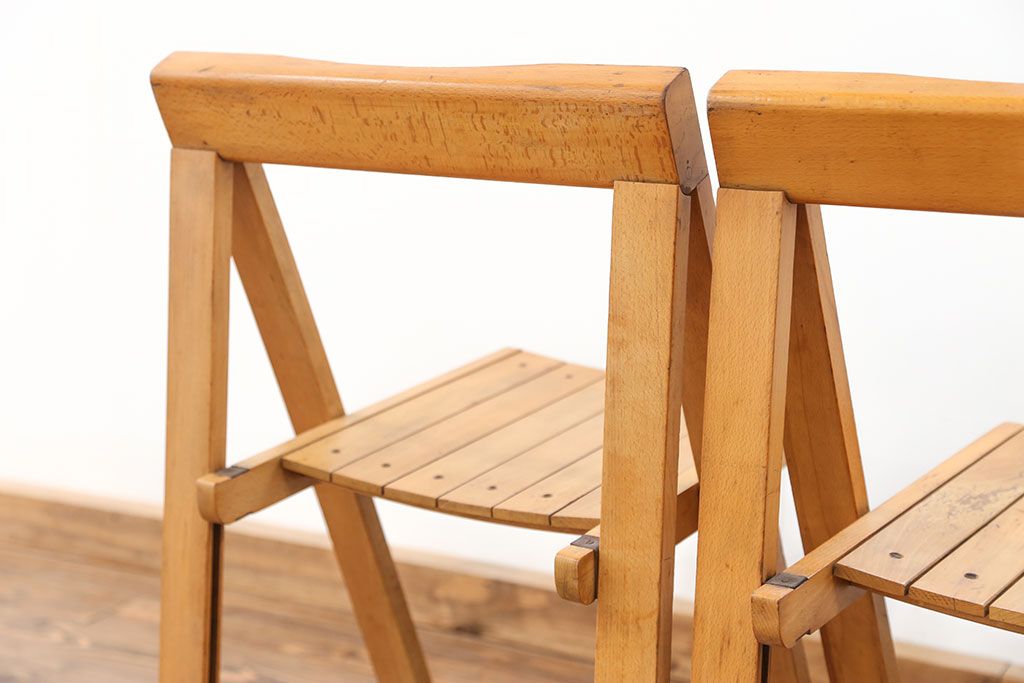 ヴィンテージ家具　昭和レトロ 1960年頃　ビンテージ フォールテセィングチェア2脚セット(折り畳み椅子、イス)