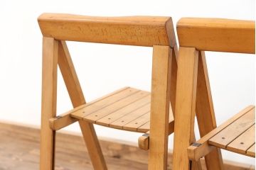 ヴィンテージ家具　昭和レトロ 1960年頃　ビンテージ フォールテセィングチェア2脚セット(折り畳み椅子、イス)