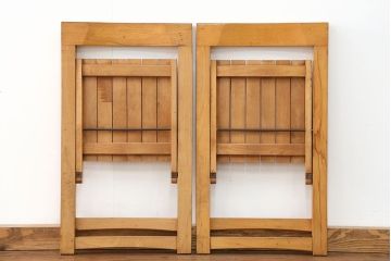 ヴィンテージ家具　昭和レトロ 1960年頃　ビンテージ フォールテセィングチェア2脚セット(折り畳み椅子、イス)