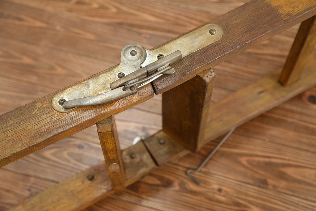 昭和レトロ 古いナラ材の大きな木製脚立(ステップ、ラダー)