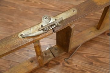 昭和レトロ 古いナラ材の大きな木製脚立(ステップ、ラダー)