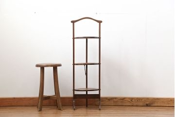 アンティーク家具　イギリスアンティーク オーク材　折り畳み式の小さな飾り棚(花台、スモールシェルフ、ケーキスタンド)