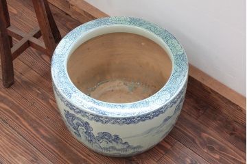 アンティーク雑貨　大正〜昭和初期!　山水図柄　瀬戸火鉢