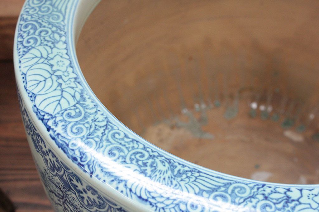 アンティーク雑貨　大正〜昭和初期!　山水図柄　瀬戸火鉢