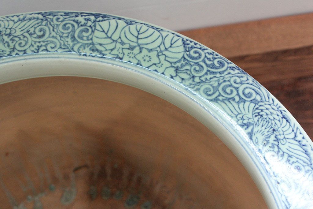 アンティーク雑貨　大正〜昭和初期!　山水図柄　瀬戸火鉢