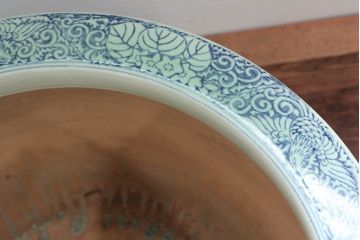 アンティーク雑貨　大正〜昭和初期!　山水図柄　瀬戸火鉢