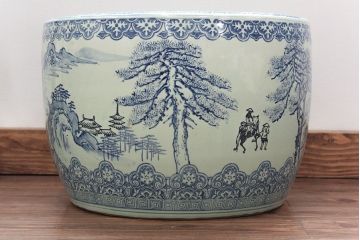 アンティーク雑貨　大正〜昭和初期!　山水図柄　瀬戸火鉢