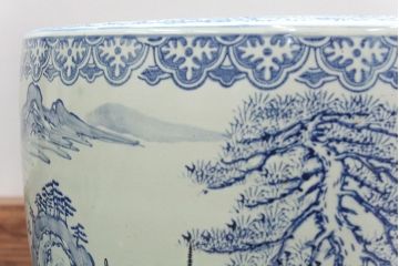 アンティーク雑貨　大正〜昭和初期!　山水図柄　瀬戸火鉢