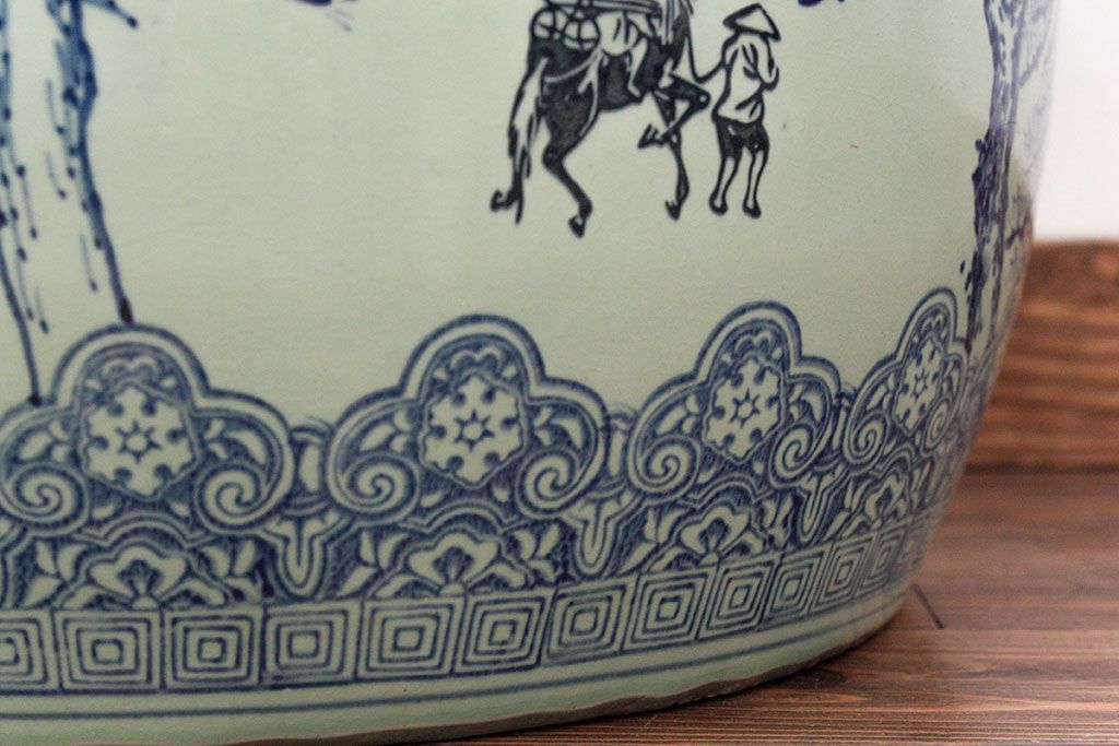 アンティーク雑貨　大正〜昭和初期!　山水図柄　瀬戸火鉢