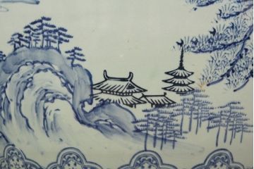 アンティーク雑貨　大正〜昭和初期!　山水図柄　瀬戸火鉢