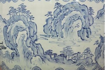 アンティーク雑貨　大正〜昭和初期!　山水図柄　瀬戸火鉢