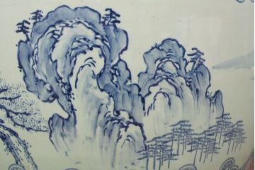 アンティーク雑貨　大正〜昭和初期!　山水図柄　瀬戸火鉢