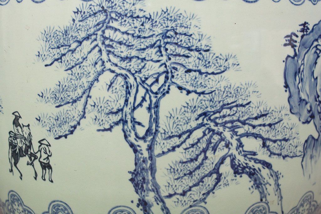 アンティーク雑貨　大正〜昭和初期!　山水図柄　瀬戸火鉢